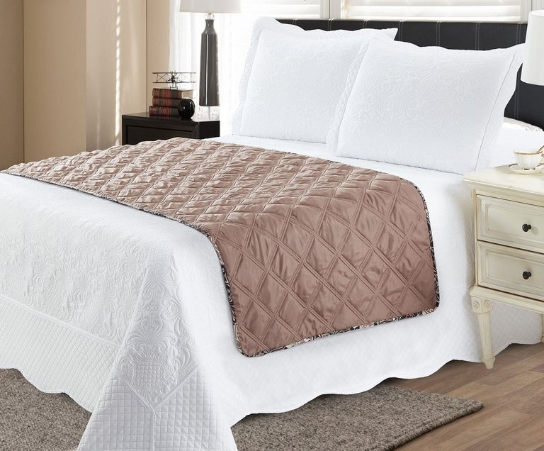 Bed Runner Protector Damask Taupe - Full / Queen