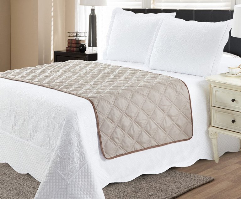 Bed Runner Protector Taupe Beige - Full / Queen