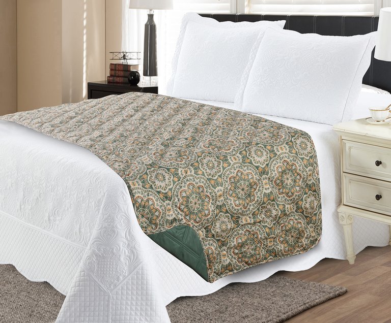 Bed Runner Protector - Starburst Smokey Green