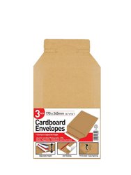 County Stationery Cardboard Board Back Envelope (Pack of 3) (Brown) (One Size) - Brown