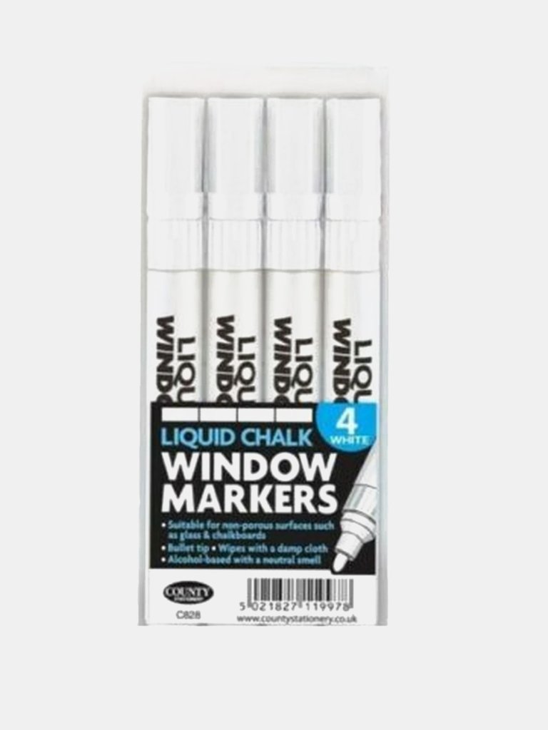 County Stationery Chalk Marker (Pack of 4) (White) (One Size) - White