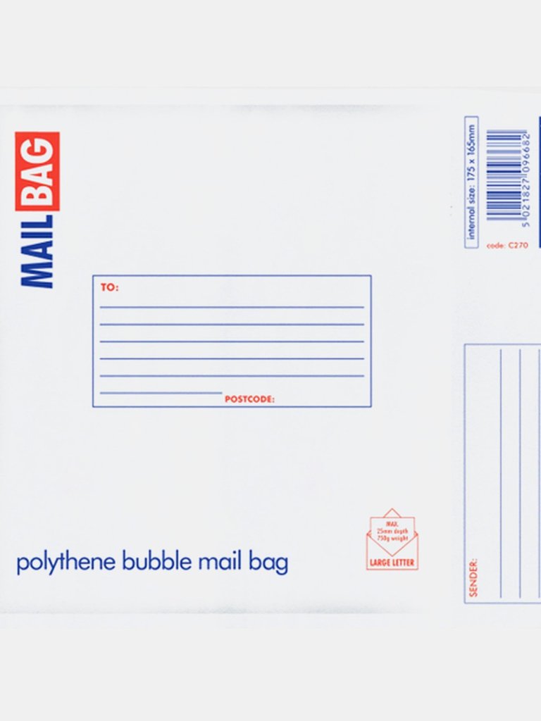 County Stationery Polythene Bubble Envelope Mail Bags (Pack Of 10) (White) (Jumbo) - White