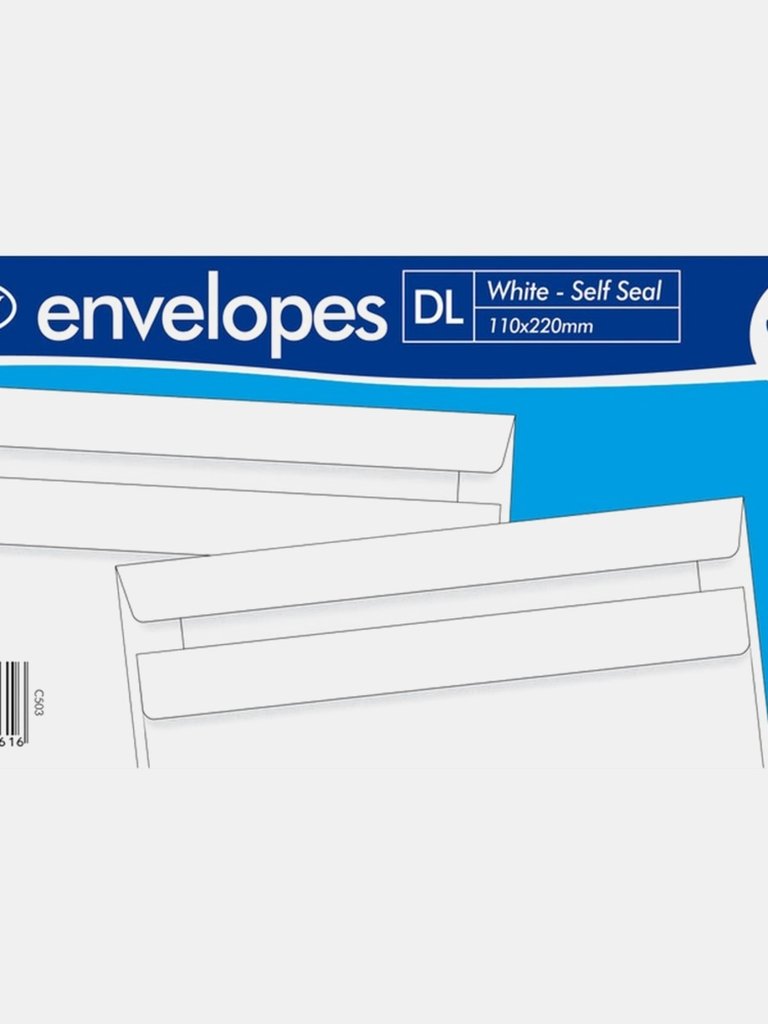 County Stationery Self Seal Envelope (Pack of 50) (White) (DL) - White