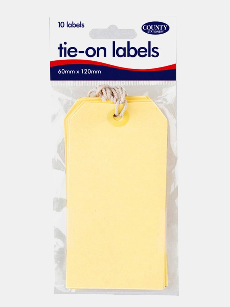 County Stationery Tie On Parcel Labels (12 Packs Of 10) (Yellow) (One Size)