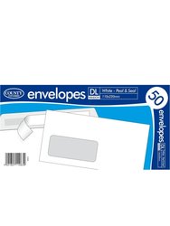County Stationery Windowed Self Seal Envelope (Pack of 50) (White) (DL) - White
