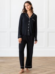 Women's Bamboo Pajama Pant In Stretch-Knit - Black