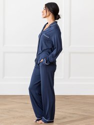 Women's Bamboo Pajama Pant In Stretch-Knit - Navy