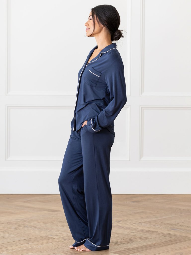 Women's Bamboo Pajama Pant In Stretch-Knit - Navy