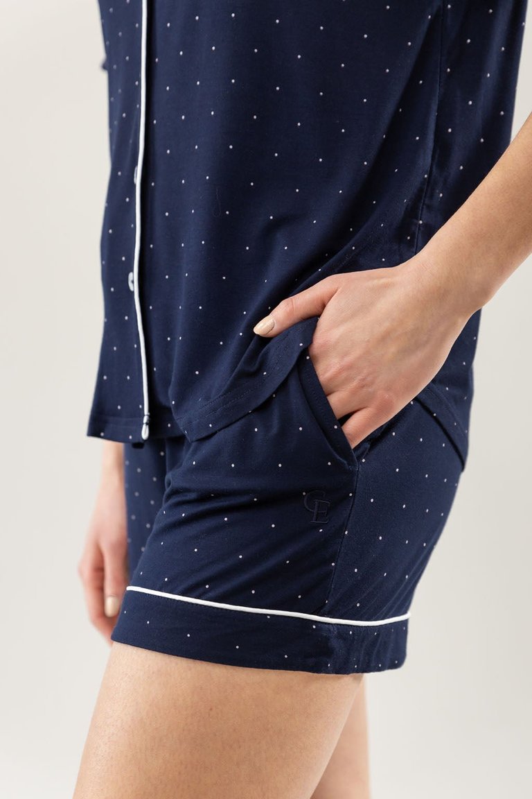 Women's Bamboo Pajama Short In Stretch-Knit - Mini Dot