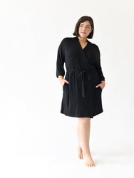 Women's Stretch-Knit Bamboo Kimono Robe - Black