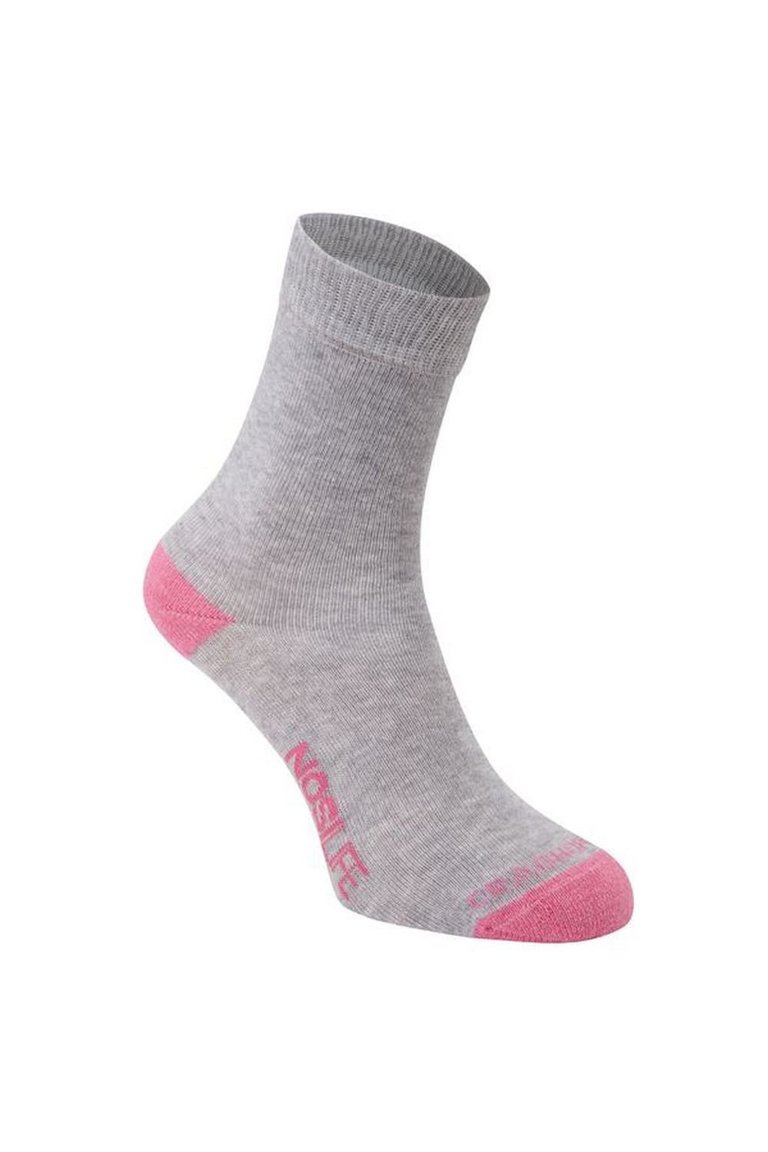 Craghoppers Womens/Ladies NosiLife Socks (Pack Of 2) (Soft Gray Marl/English Rose Stripe)