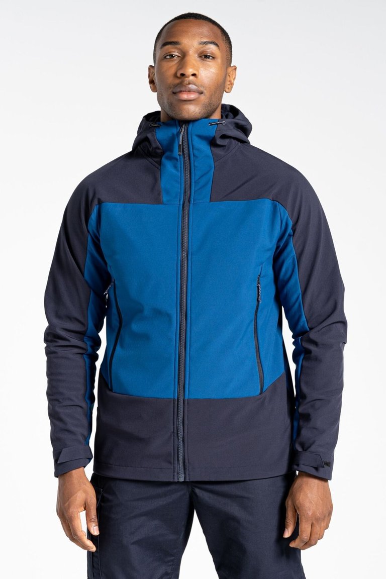 Mens Expert Softshell Hooded Active Soft Shell Jacket - Poseidon Blue/Navy - Poseidon Blue/Navy