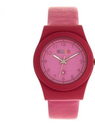 Crayo Dazzle Leather-Band Watch w/Date - Pink