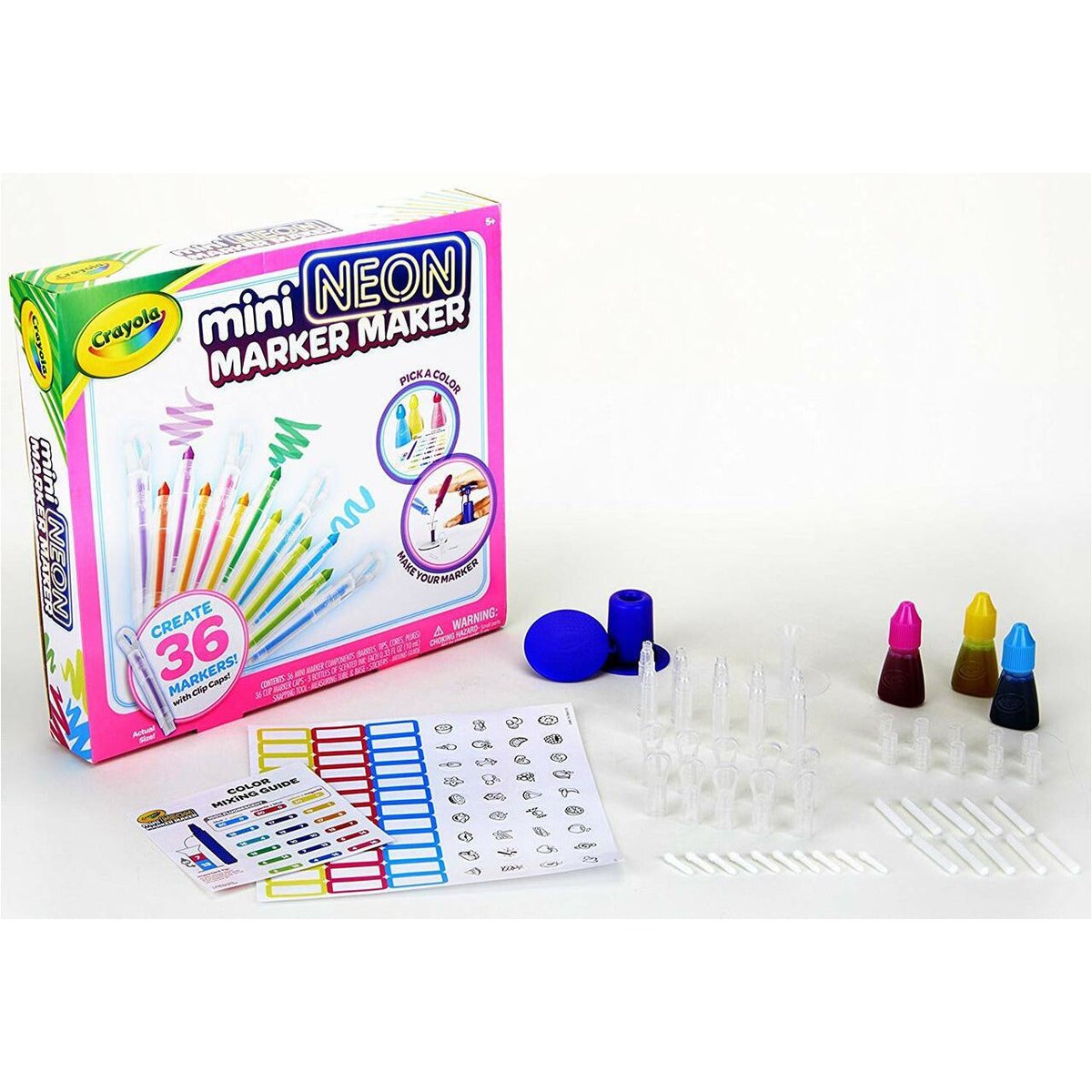 Crayola mini Neon Marker Maker - 36 Markers with Clips Caps