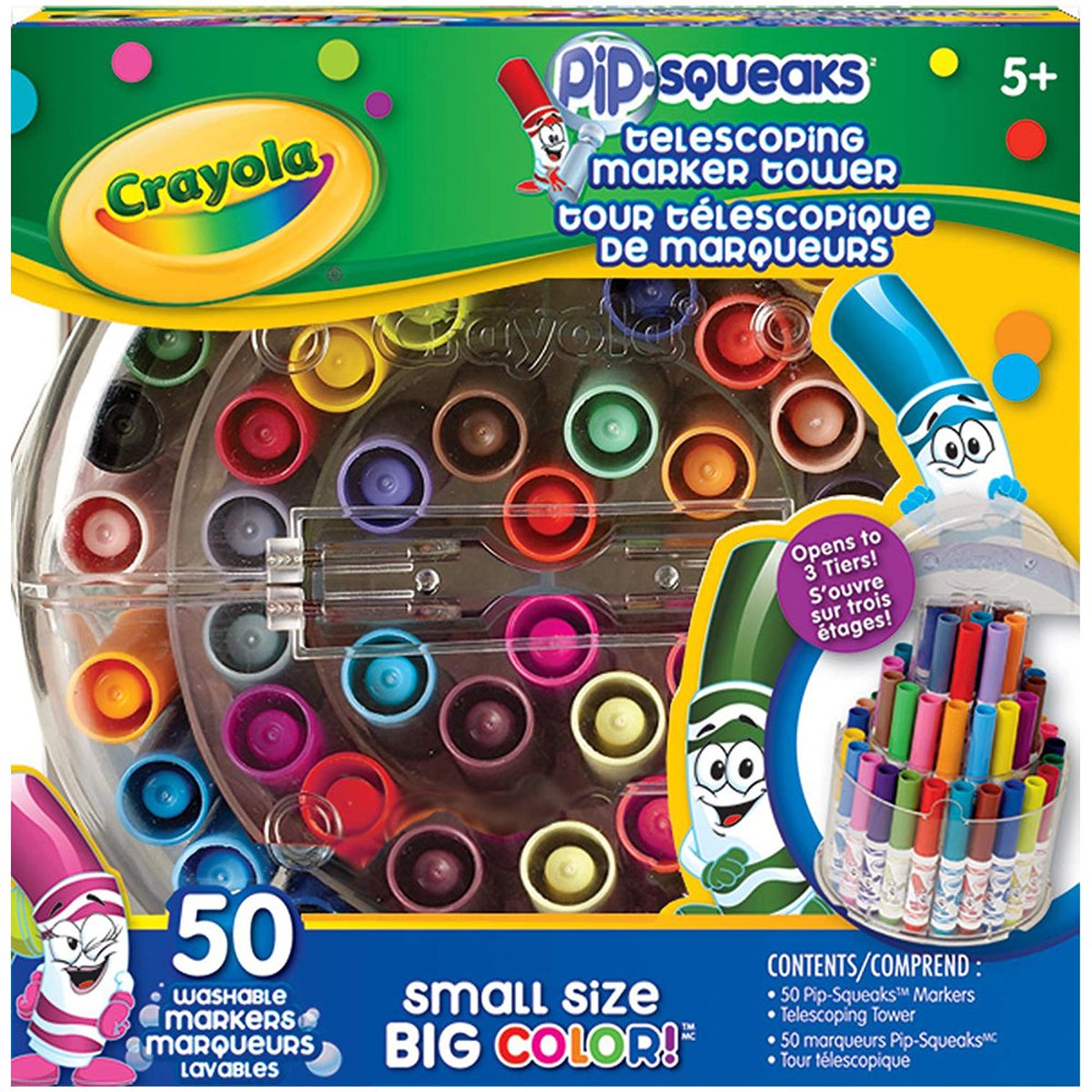 Crayola 588750 Pip-Squeaks Assorted 50 Color Telescoping Mini Size Markers  with Tower