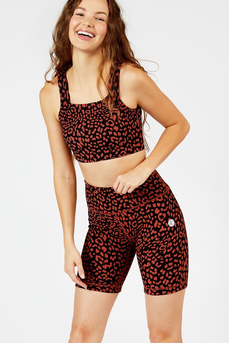 Casey Square Neck Sports Bra - Amber Cheetah - Amber Cheetah