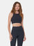 Sophia High Neck Ribbed Sports Bra - Black