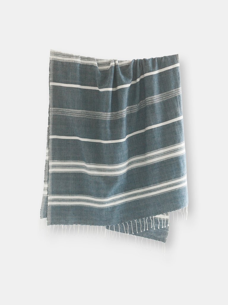 Aden Bath Towel - Navy with Natural