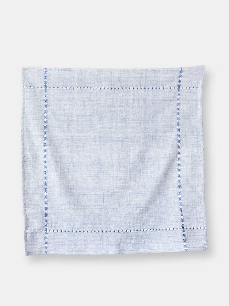 Pulled Napkin - Natural with Blue