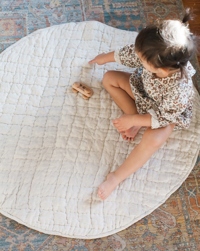 Quilted Play Mat - Natural Chambray