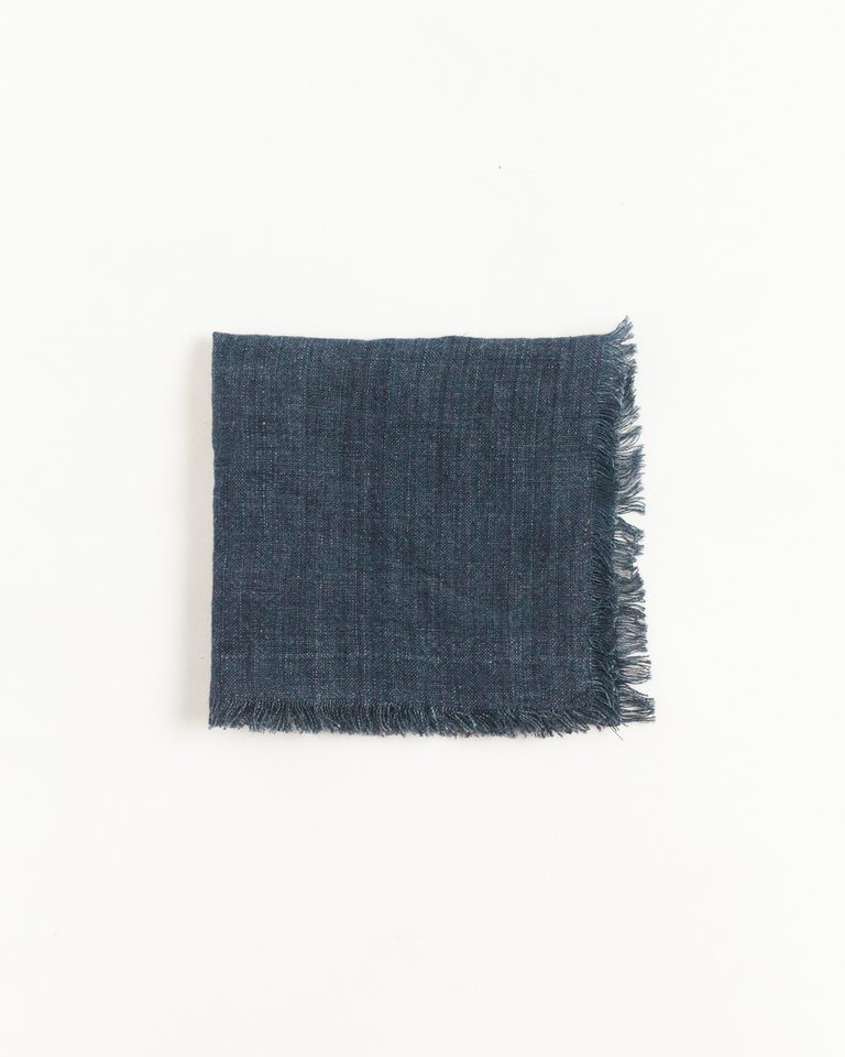 Stone Washed Linen Cocktail Napkin - Navy Set of 4