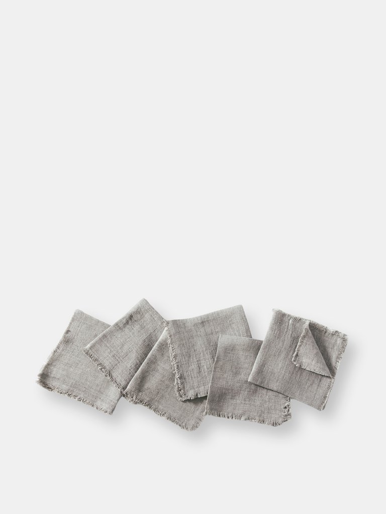 Stone Washed Linen Cocktail Napkin - Oyster