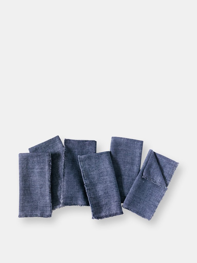 Stone Washed Linen Dinner Napkin - Navy