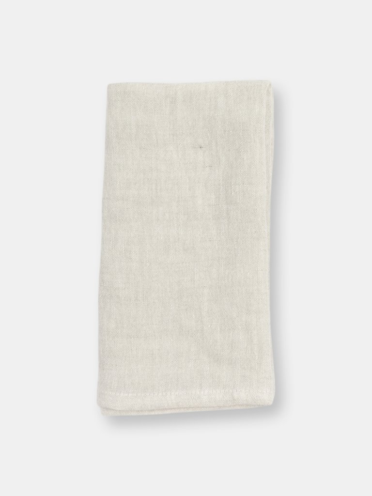 Stone Washed Linen Hemmed Dinner Napkin - Natural