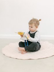 Stone Washed Linen Quilted Play Mat - Blush - Blush