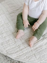 Stone Washed Linen Quilted Play Mat - Natural Chambray