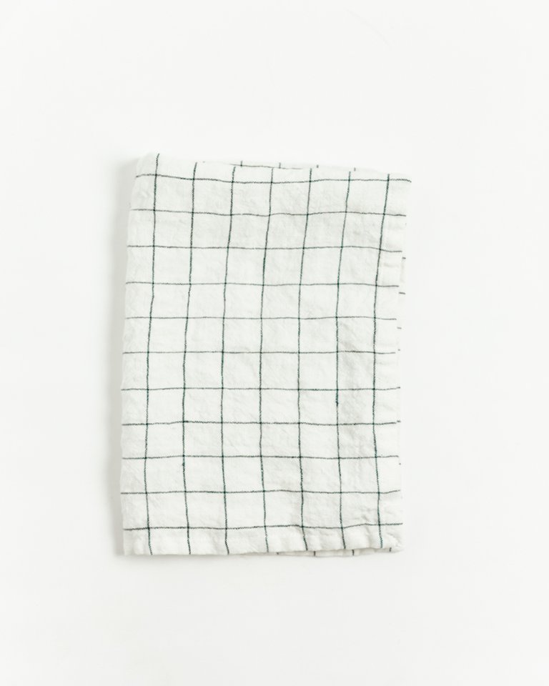 Stone Washed Linen Tea Towel - Blush - Window Pane
