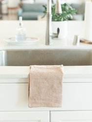 Stone Washed Linen Tea Towel - Blush