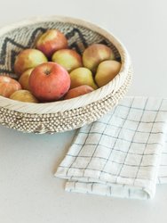 Stone Washed Linen Tea Towel - Windowpane