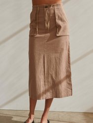 Alice Cotton Midi Skirt - Khaki