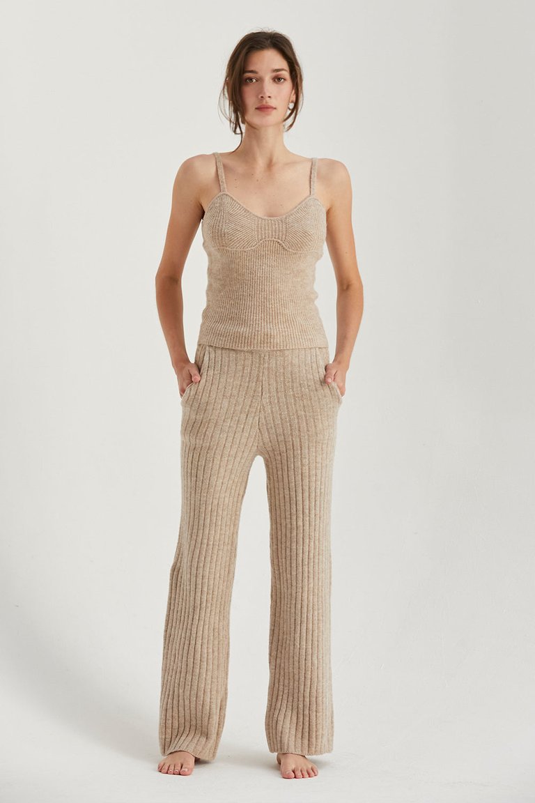 Amber Ribbed Sweater Pants - Oatmeal