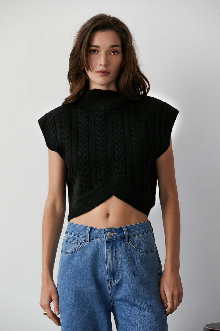 Anna Mock Neck Sweater - Black