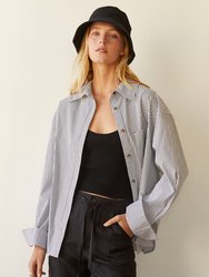 Annie Pinstripe Oversized Shirt - Black