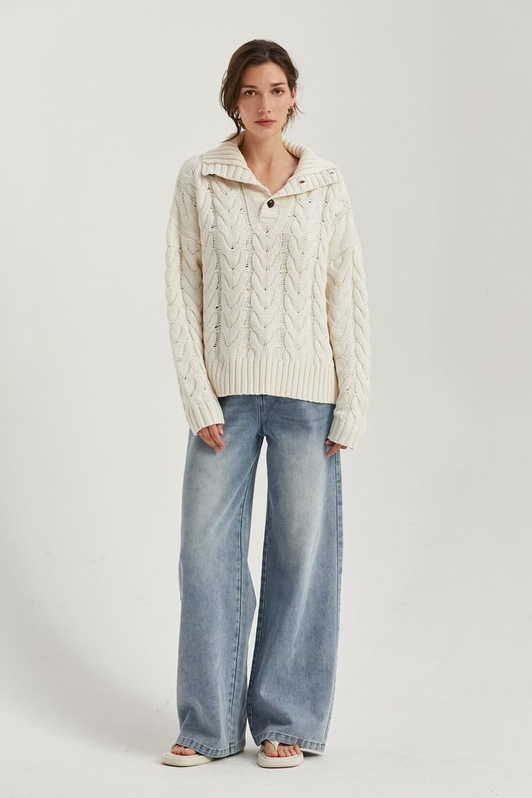 Anya Shawl Sweater - Cream