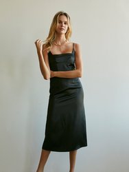 Athena Satin Dress - Black
