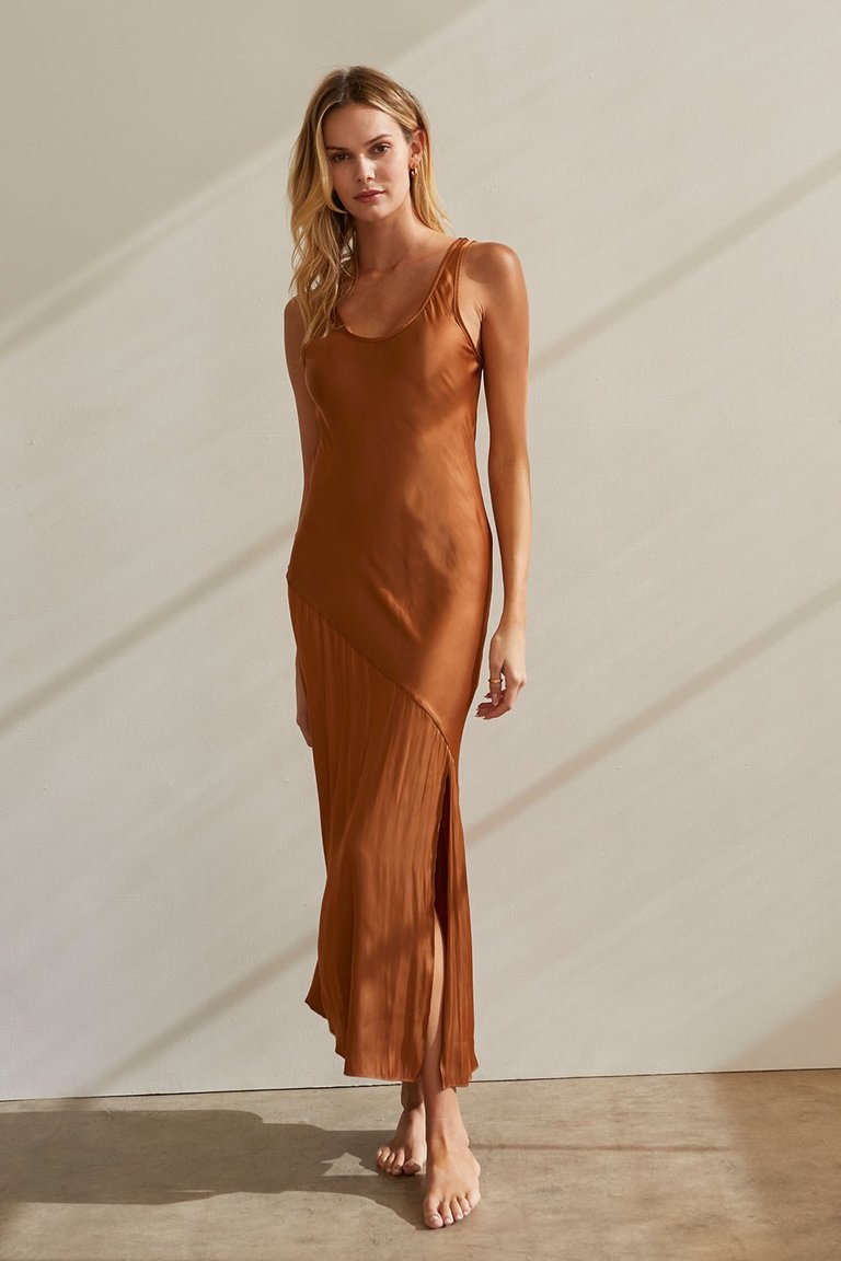 Bec Satin Maxi Dress - Brown