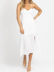 Bustier Halter Linen Midi Dress