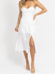 Bustier Halter Linen Midi Dress