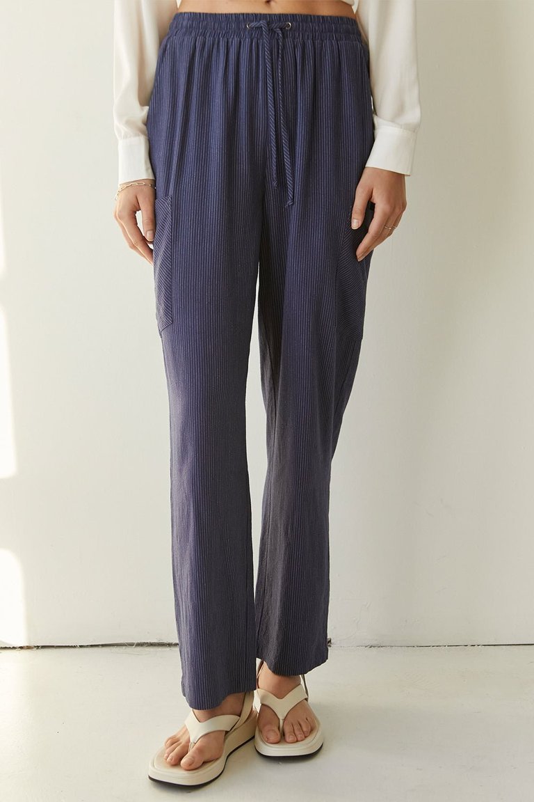 Carly Pinstripe Pants - Navy