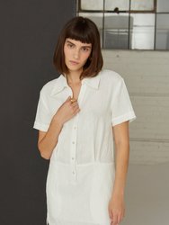 Casey Linen Shirt Dress - White