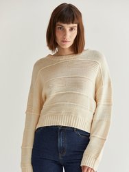 Cassi Textured Striped Sweater - Cream