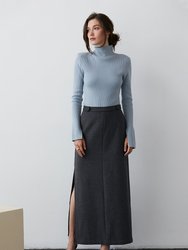 Cecy Wool Blend Maxi Skirt - Charcoal