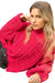 Chelsey Mock Neck Chenille Sweater In Magenta