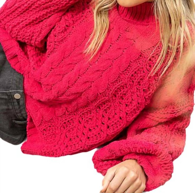 Chelsey Mock Neck Chenille Sweater In Magenta