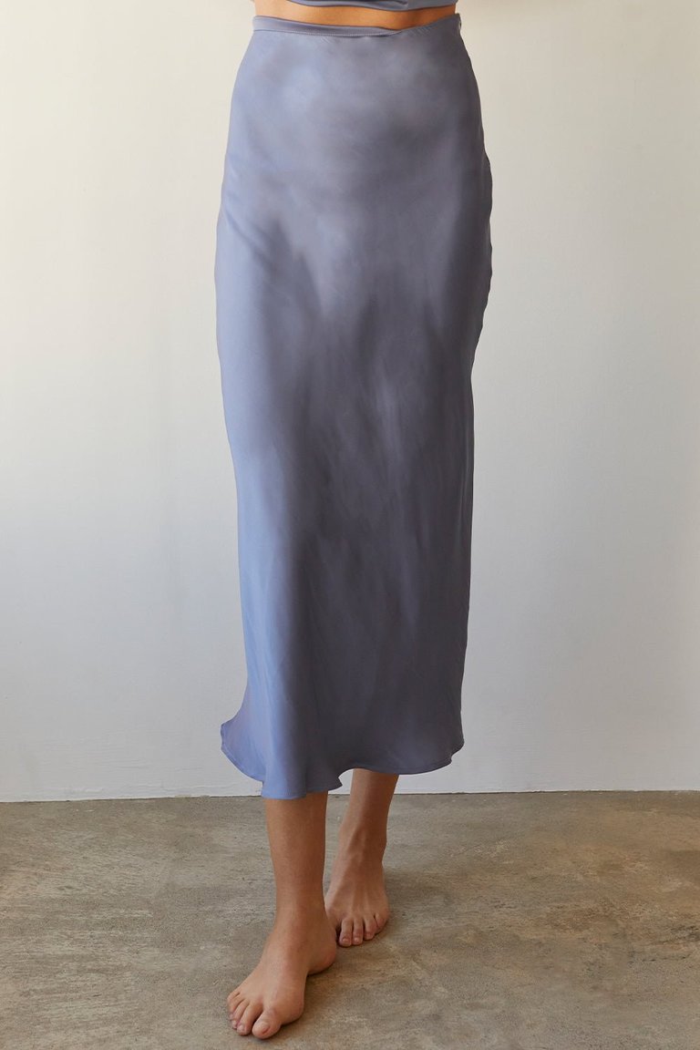 Clover Maxi Satin Skirt - Slate Blue