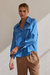 Cora Button Up Utility Blouse - Blue